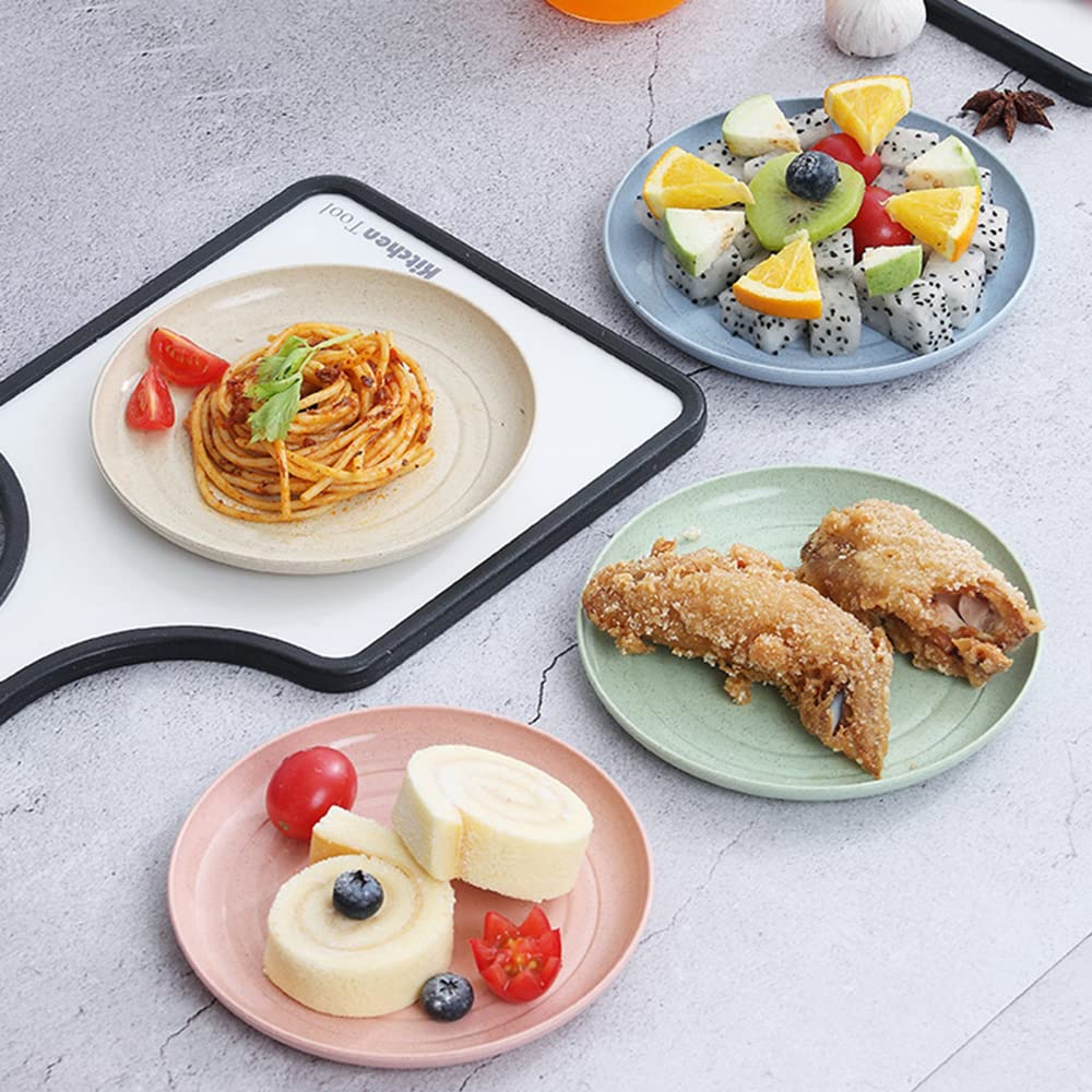 Zgwansui 5 Pack Wheat Straw 6 Inch Plates, Small Dinner Plates, Round Dishes With Raised Edge, Reusable Salad Plates Set, Unbrea